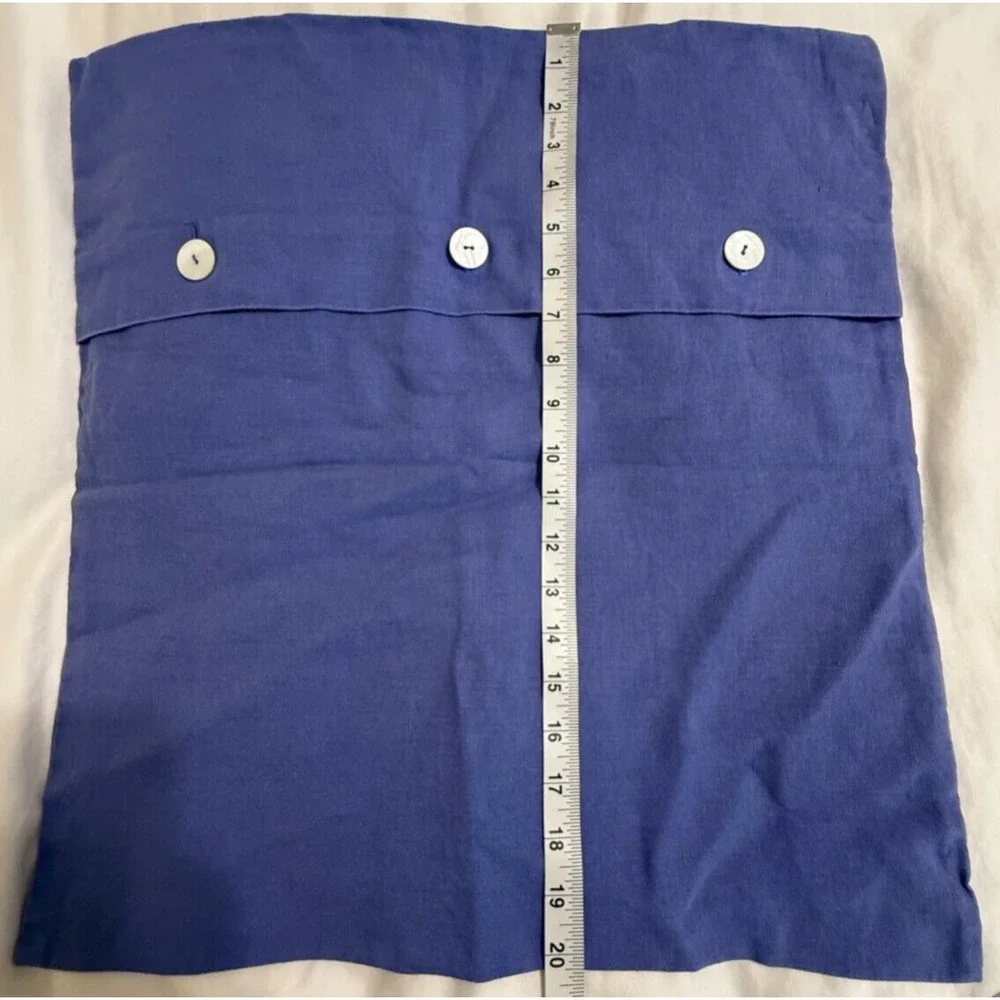 Pottery Barn 100% Linen Shams‎ Purple White Shell Like Buttons 19